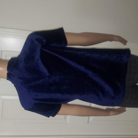 Telluride Clothing xl velvet royal blue mock neck cap sleeve stretchy top - Picture 4 of 7